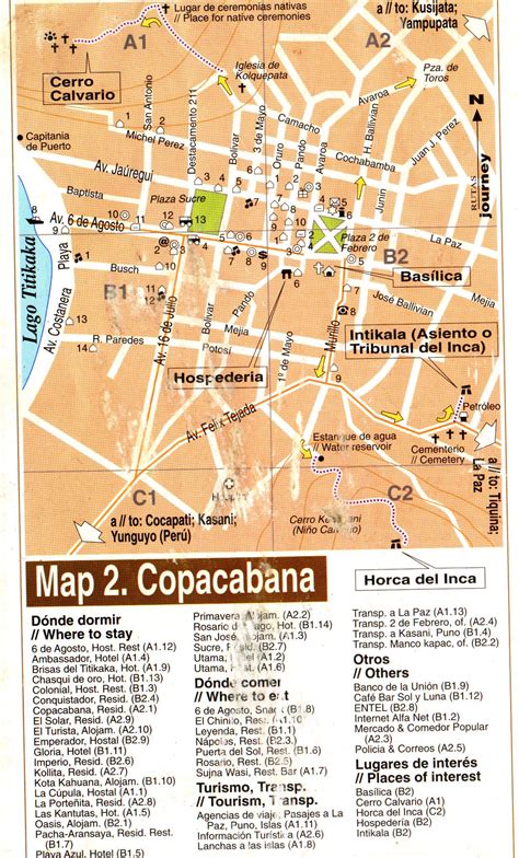 Copacabana Tourist Map - Copacabana Bolivia • mappery