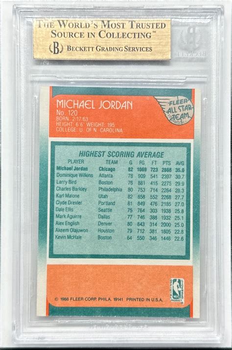 1988-89 Fleer Michael Jordan All Star Team #120 BGS 9.5 GEM MINT Chicago Bulls | eBay