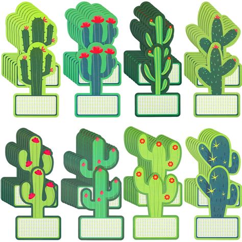 Buy 64 Pieces Cactus Cutouts Bulletin Board Decor Cactus Name Tags Stickers Cactus Theme Labels ...