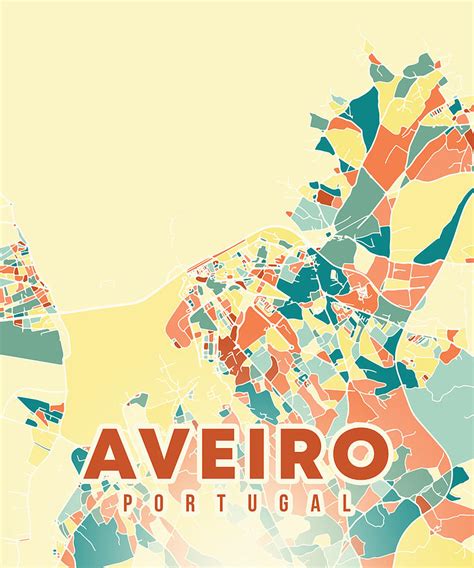 Aveiro Portugal Map Digital Art by Alexandru Chirila - Fine Art America