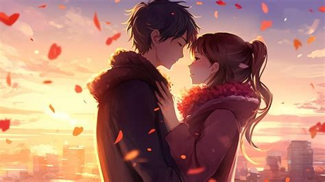 Anime girl and boy romance relationship and valentine's day concept Generative AI | Premium AI ...