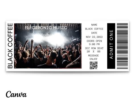 Editable Concert Ticket Template Printable Music Event - Etsy