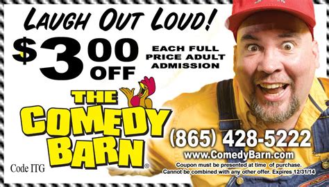 Comedy Barn Coupon and Discount Tickets | Comedy barn, Comedy, Laugh out loud