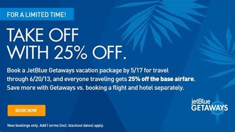 Jetblue: 25% off Jetblue vacation packages (air + hotel)