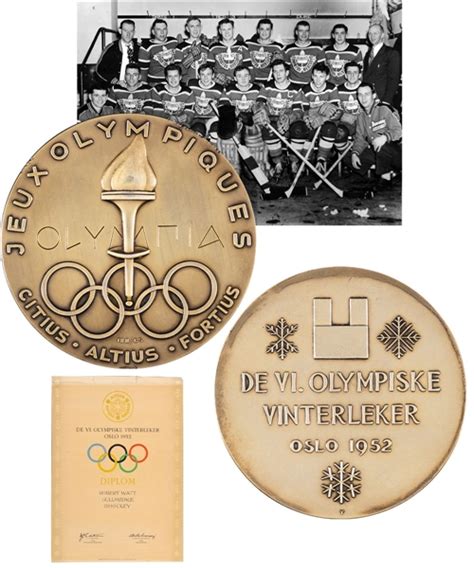 Lot Detail - Bob Watt's 1952 Winter Olympics Ice Hockey Gold Medal Won by Canada (Edmonton ...