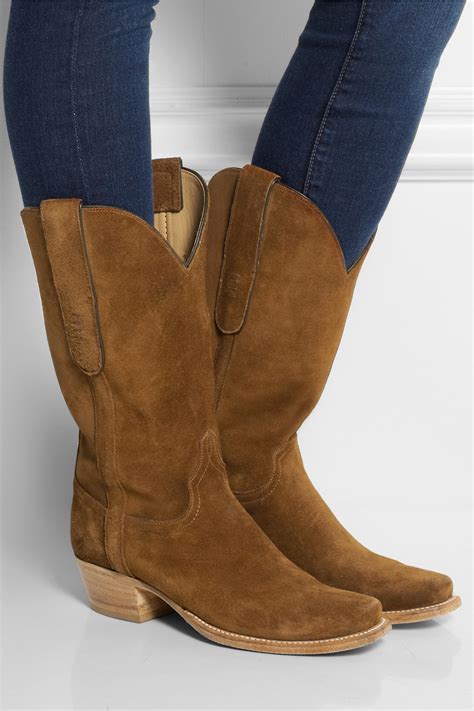 Lyst - Lucchese + Romia Suede Western Boots in Brown