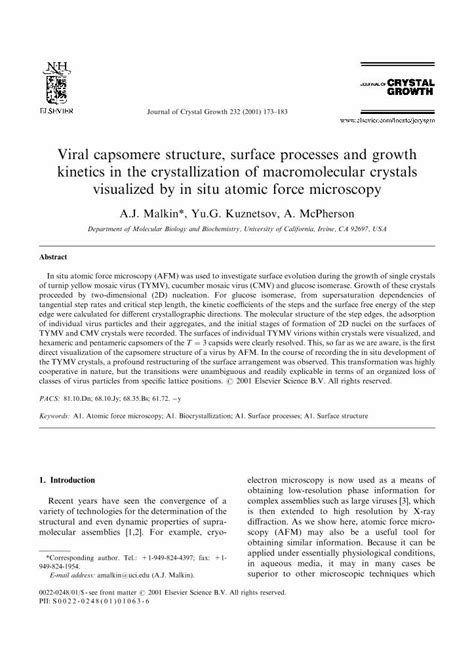 (PDF) Viral capsomere structure, surface processes and growth kinetics ...