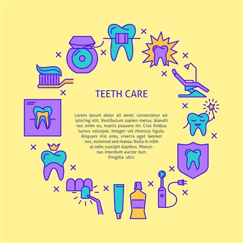 Premium Vector | Teeth care round concept poster