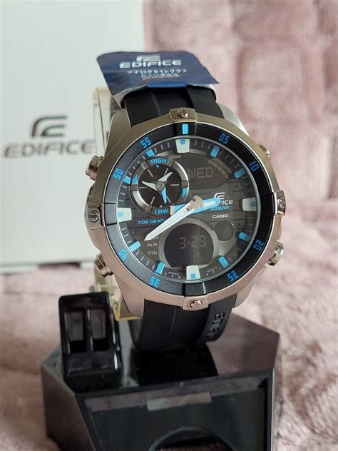 Casio Edifice 200m Diver Tide Graph EMA-100J Fishing, Watersports (Black), Men's Fashion ...