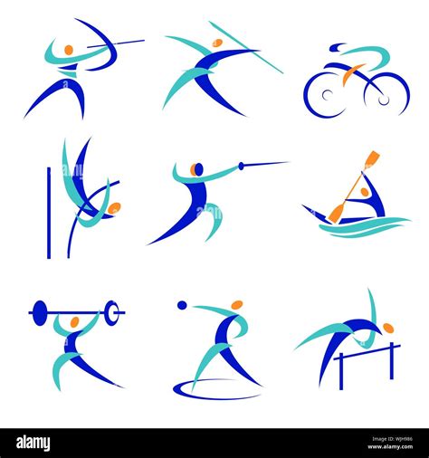 Olympic sports icons. Set of nine colorful sport symbols. Isolated on ...