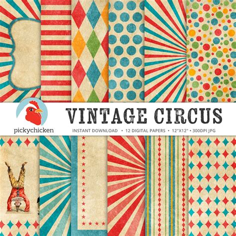 Circus Digital Paper vintage circus party carnival | Etsy