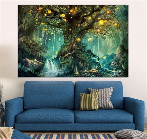 Tree of Life Canvas Set, Tree of Life Fantasy Wall Art, Multi Panel Modern Art, Tree of Life ...