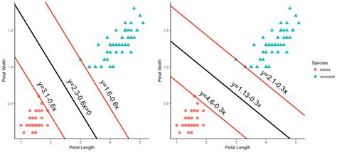 6: Example of two possible hyperplanes: Here two different hyperplane ...