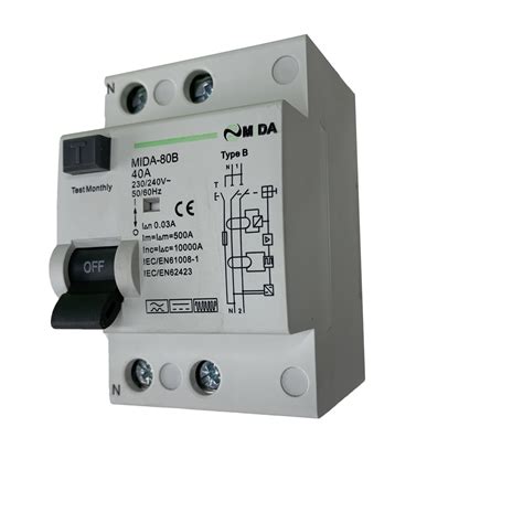 40A 63A 100A 2P B Type RCD RCCB Circuit Breaker - Shanghai Mida EV Power Co.,Ltd.