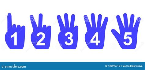 Counting Hands 1 To 5. Hand Gesture Symbols, Counting by Bending Fingers Stock Vector ...