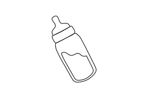 Baby Bottle Outline Flat Icon-01 Graphic by goodtelangid · Creative Fabrica