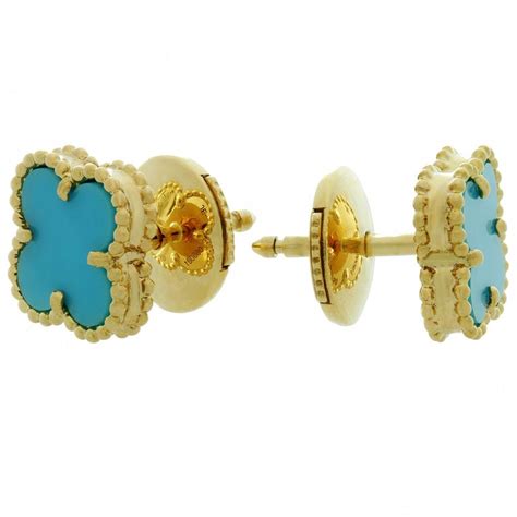 Van Cleef and Arpels Sweet Alhambra Turquoise YG Earrings. VCA Pouch Papers at 1stDibs | vca ...