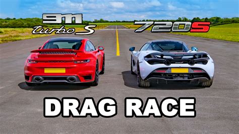 Porsche 911 Turbo S vs McLaren 720S drag race | Carwow