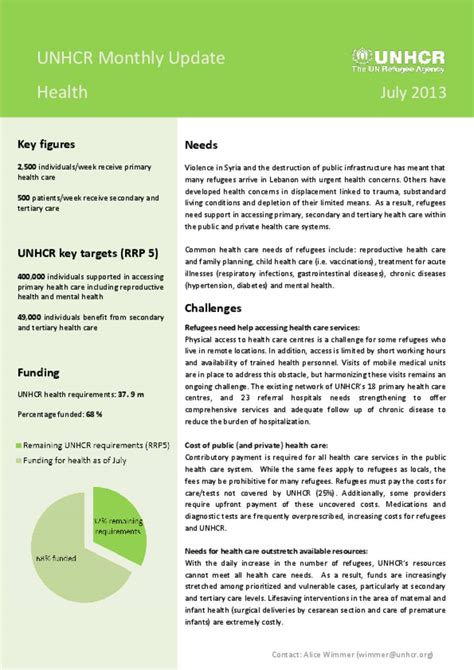 Document - Health UNHCR Monthly Update - JULY 2013