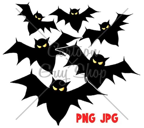 Halloween Clipart Group of Bats PNG JPG Cartoon - Etsy