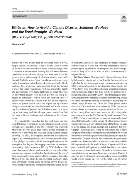 (PDF) Bill Gates, How to Avoid a Climate Disaster: Solutions We Have and the Breakthroughs We ...