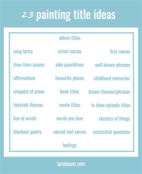 23 painting title ideas {+ free printable} - Tara Leaver | Poem titles, Affirmation examples ...