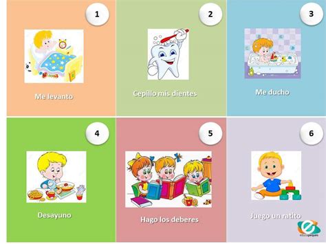 Tabla de rutinas diarias para nuestros niños y niñas