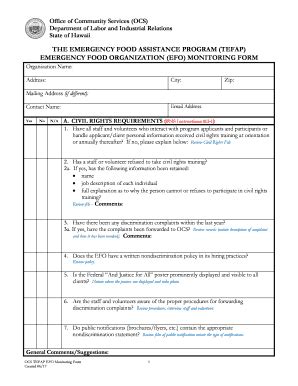 THE EMERGENCY FOOD ASSISTANCE PROGRAM (TEFAP) EMERGENCY FOOD ... - Fill and Sign Printable ...