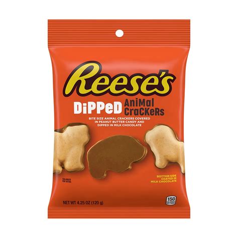 REESE'S Milk Chocolate and Peanut Butter Candy Dipped Animal Crackers, 4.25 oz Bag stock finder ...