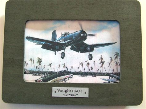 Framed 4 X 6 Painting of a F4U Corsair Based in the South Pacific ...