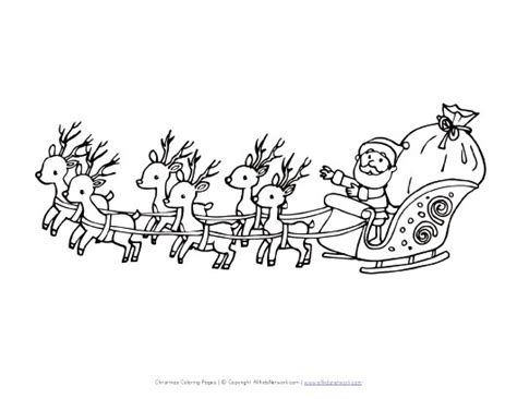 Santa And Sleigh - Free Colouring Pages