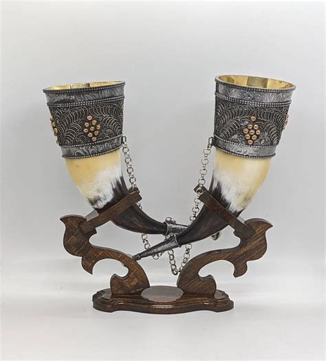 Viking Drinking Horn Set With Stand Medieval Accessories for - Etsy