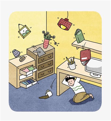 An Earthquake; A Child Hiding Under A Table | Drawing lessons for kids, Earth drawings, Vintage ...