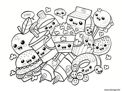 Coloriage kawaii food nourriture - JeColorie.com