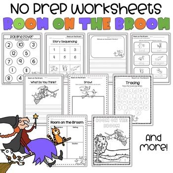 Room on the Broom - No Prep Storybook Companion Worksheets | TPT