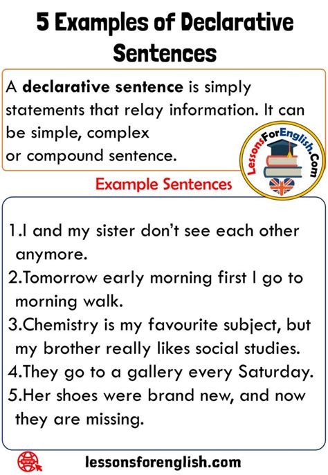 5 Examples of Declarative Sentences in English