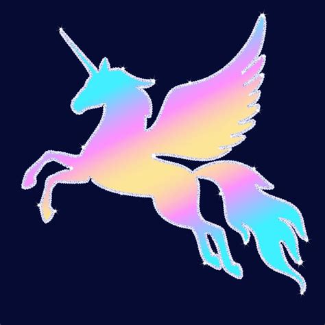 Silhouette of rainbow flying unicorn with glitter and sparkles. Rainbow silhouette of a pegasus ...