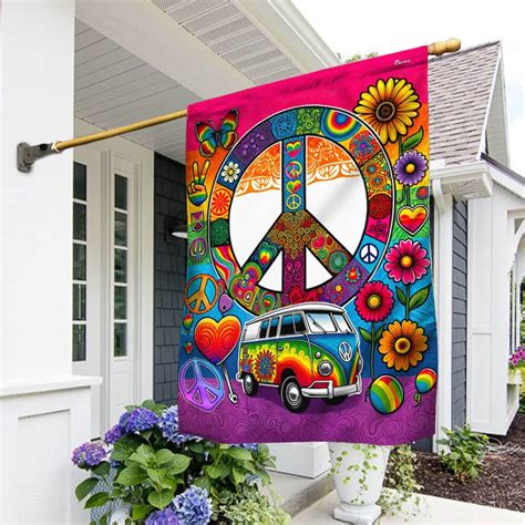 Hippie Peace Sign Hippie Van Tie Dye Flag MLN2254F - Flagwix