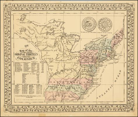 1776 -- Map of the Original Thirteen Colonies - Barry Lawrence Ruderman ...