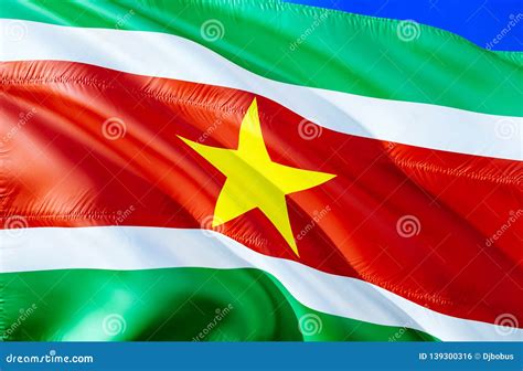 De Vlag Van Suriname 3D Het Golven Vlagontwerp Het Nationale Symbool Van Suriname, Het 3D ...