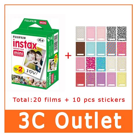 Original Fujifilm Fuji Instax Film 20 Sheets+10 Sheet Stickers , For Fuji 3 Inch Instant Camera ...