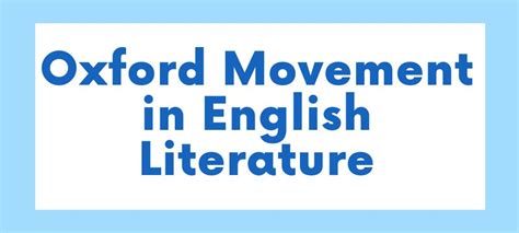 Oxford Movement in English Literature : Thinking Literature