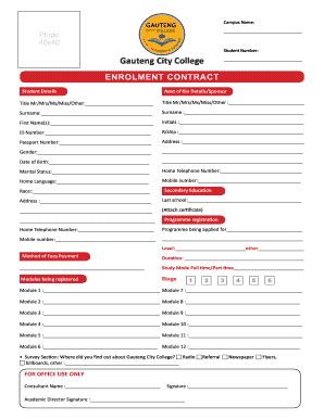 Gauteng City College - Fill and Sign Printable Template Online