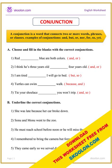 Subordinating Conjunctions Worksheet - Worksheets Library