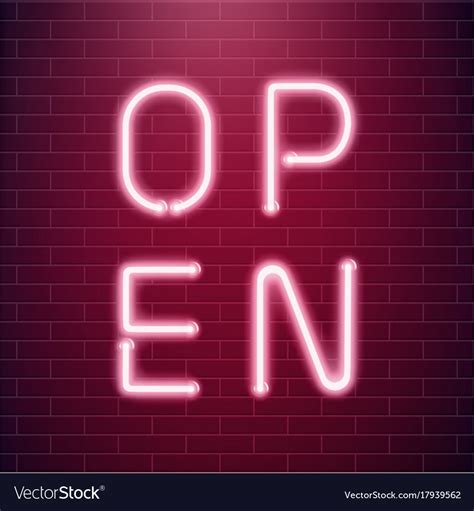 Bar open light neon sign night store red glowing Vector Image