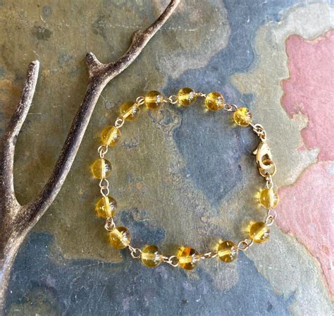 Citrine Bracelet, Wire Wrapped Citrine Bracelet,Citrine Gemstone Jewelry, November Birthstone ...