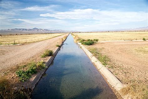 Irrigation Ditch with Flowing Water Stock Image - Image of flowing, concrete: 39118097