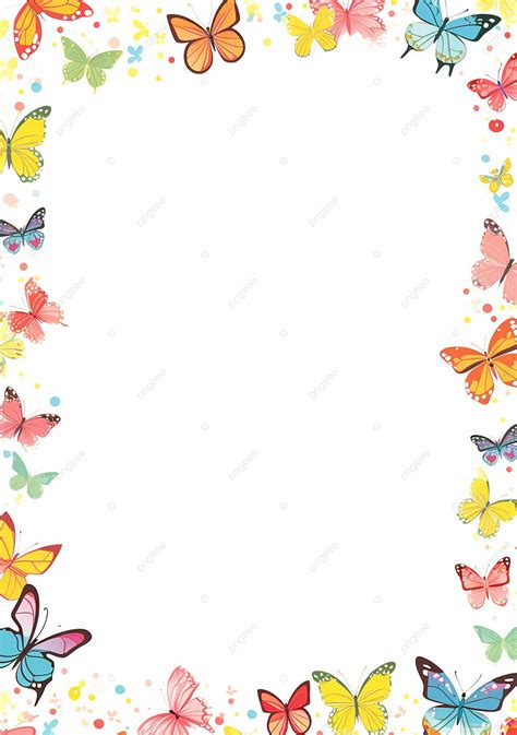 Colorful Cute Butterflies Page Border Background Wallpaper Image For ...