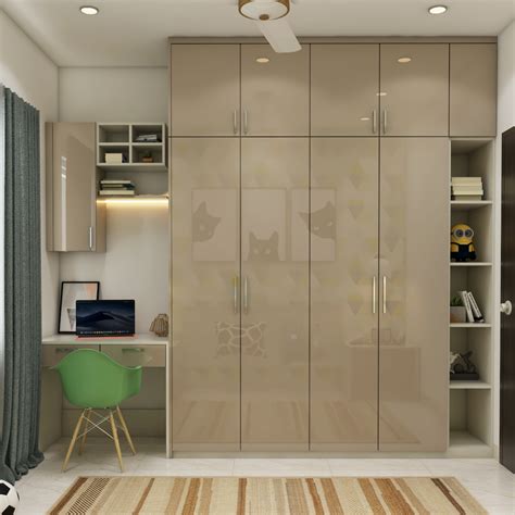 Spacious Wardrobe Design With Glossy Finish | Livspace