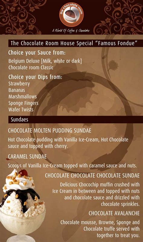 The Chocolate Room Menu Australia